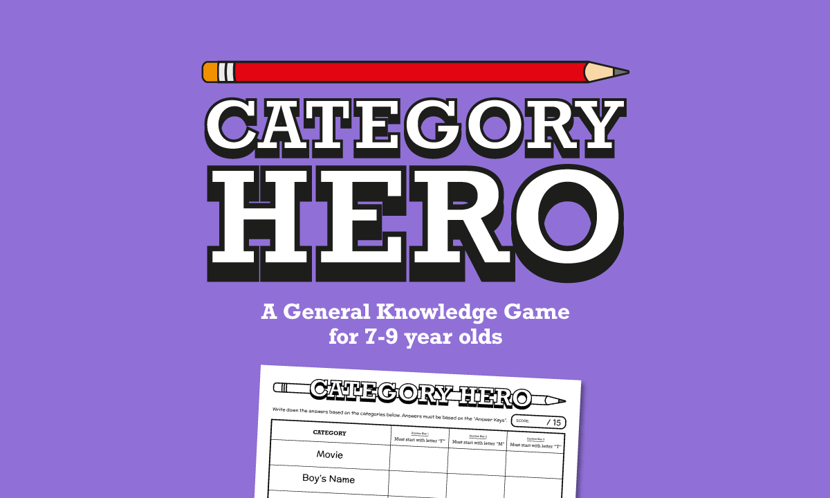 Category Hero: Printable General Knowledge Game for 7 to 9 Year Olds