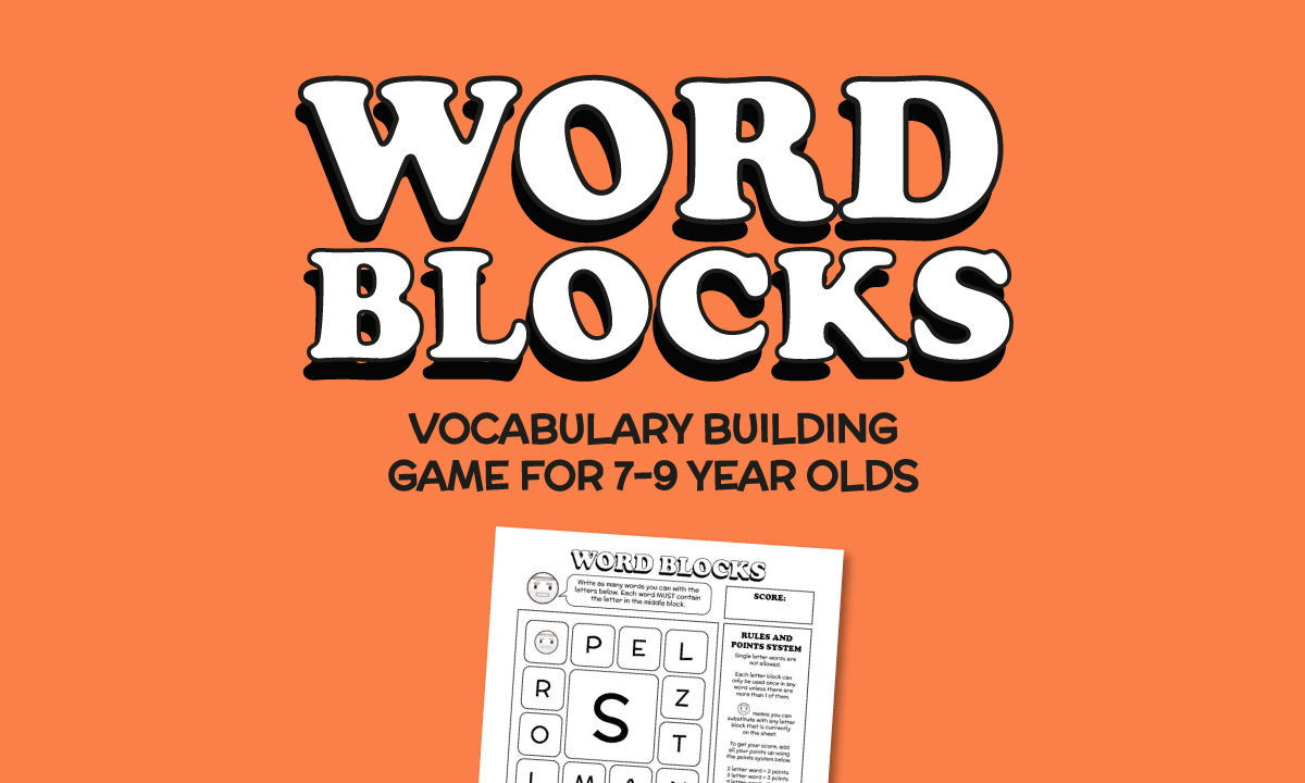 Word Blocks Vocabulary Building Game for 7 to 9 Year Olds