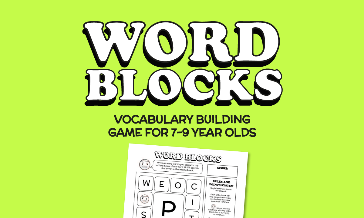 Word Blocks Vocabulary Building Game for 7 to 9 Year Olds