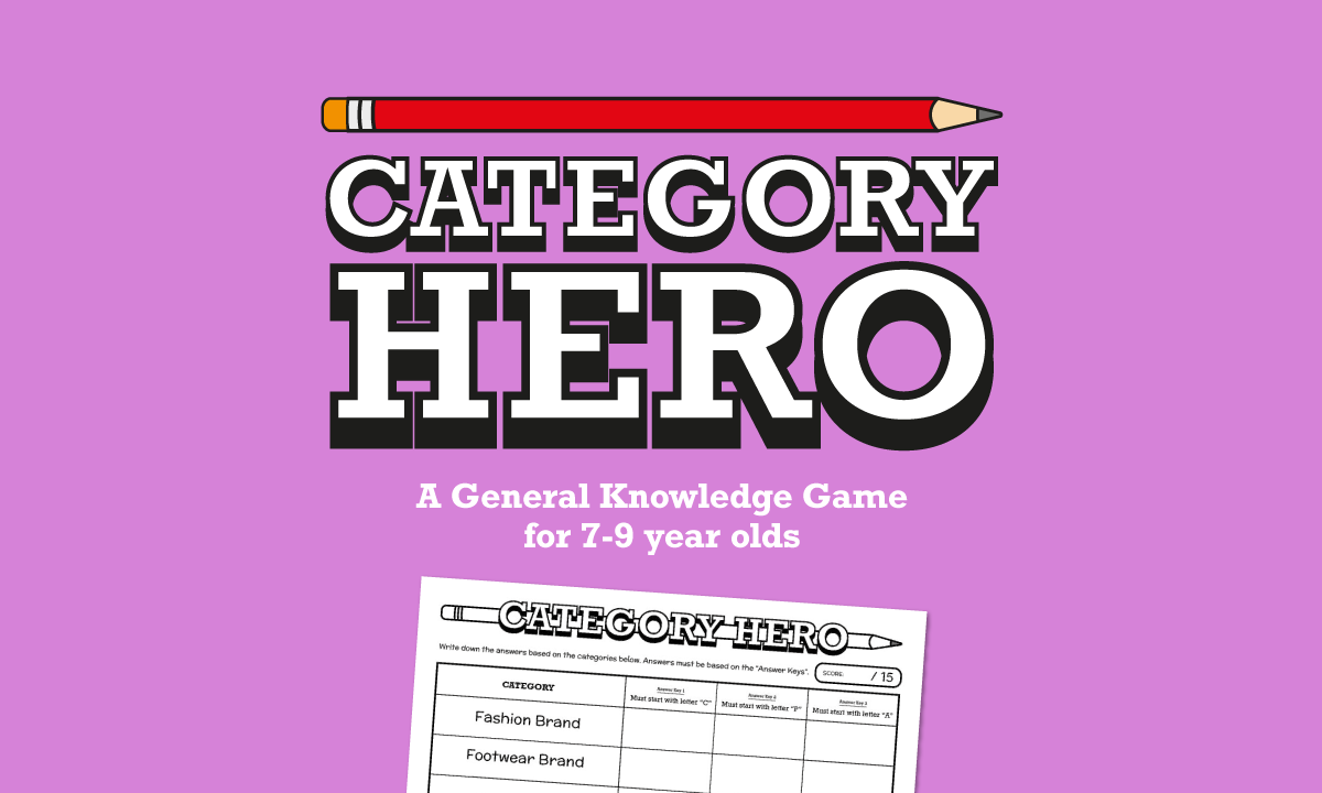 Category Hero: Printable General Knowledge Game for 7 to 9 Year Olds