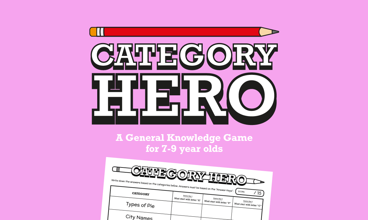 Category Hero: Printable General Knowledge Game for 7 to 9 Year Olds