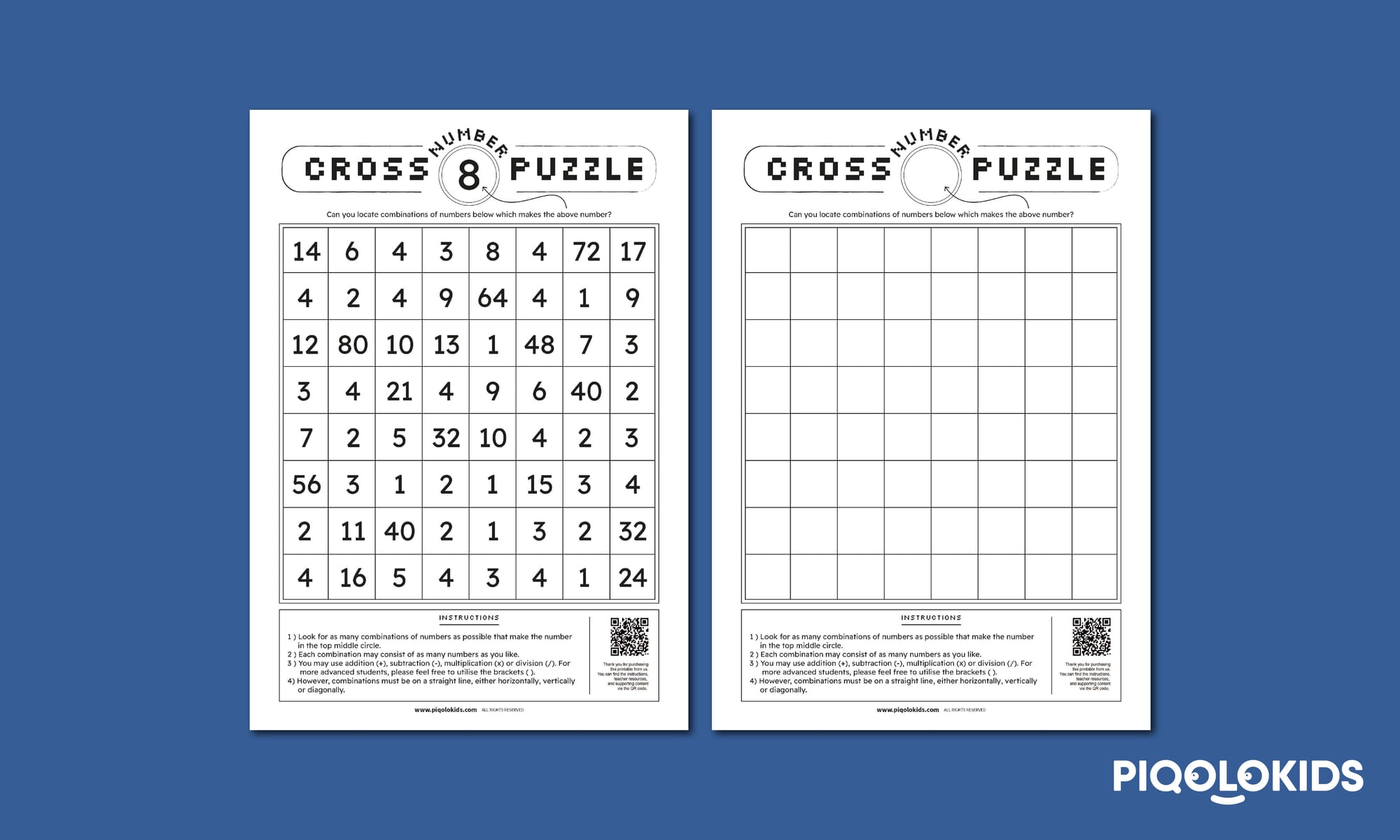 Cross-Number Puzzle: Creative Math Activity