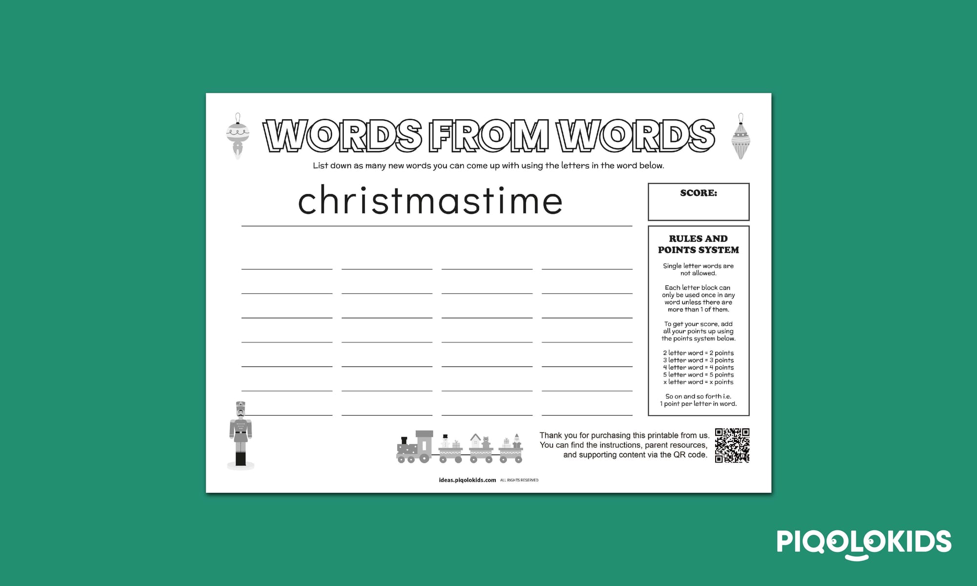 Words from Words: Vocabulary Game - December Edition