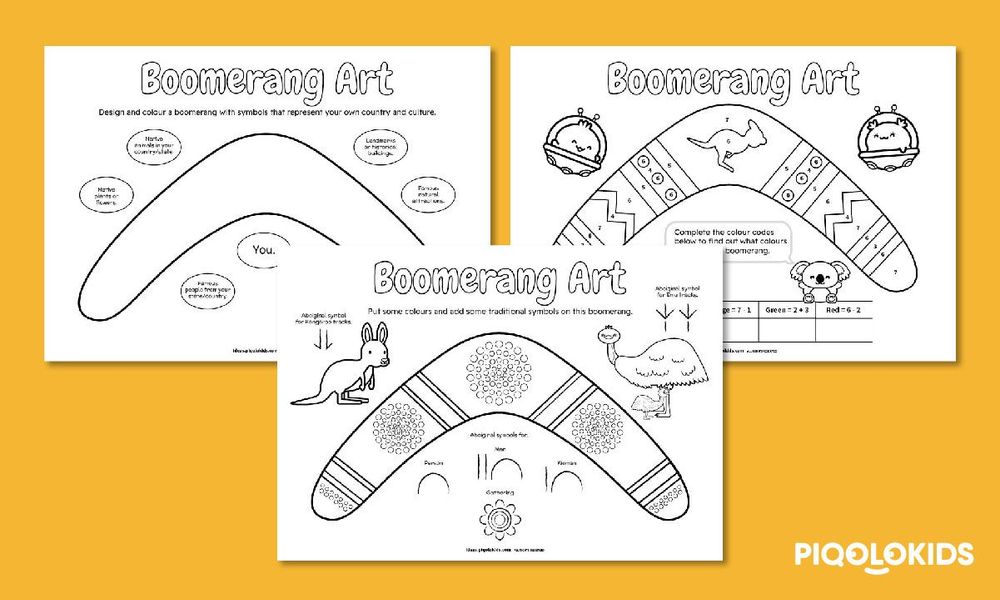 Boomerang Art Creative Printable Worksheets For Kids