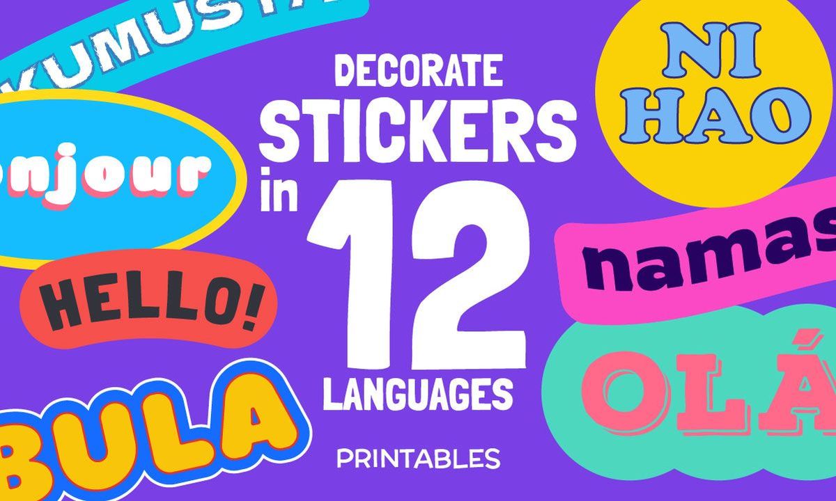 Decorate "Hello" Stickers in 12 Languages